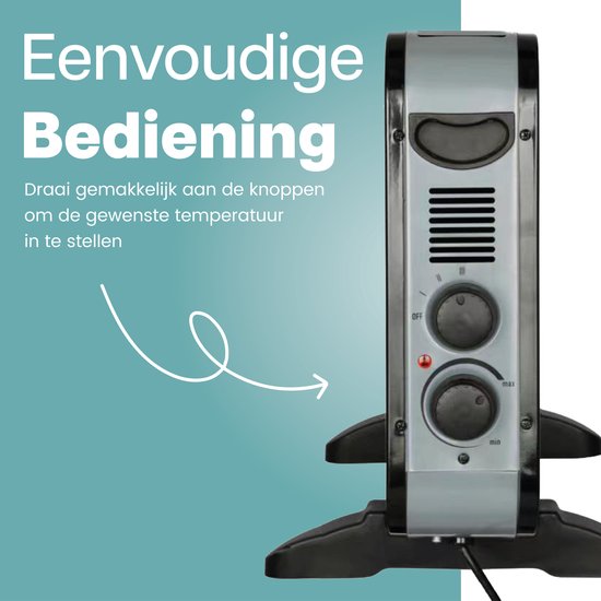 AirKing Elektrische Konvektorheizung - 1250/2000 Watt - Einstellbarer Thermostat - Schwarz