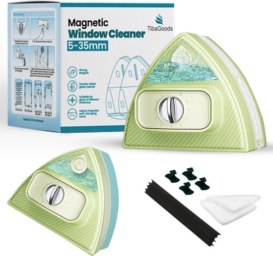 TibaGoods Magnetischer Fensterwischer für Doppelverglasung - Fensterreiniger - Magnetischer Fensterwischer - 15-24mm Dicke