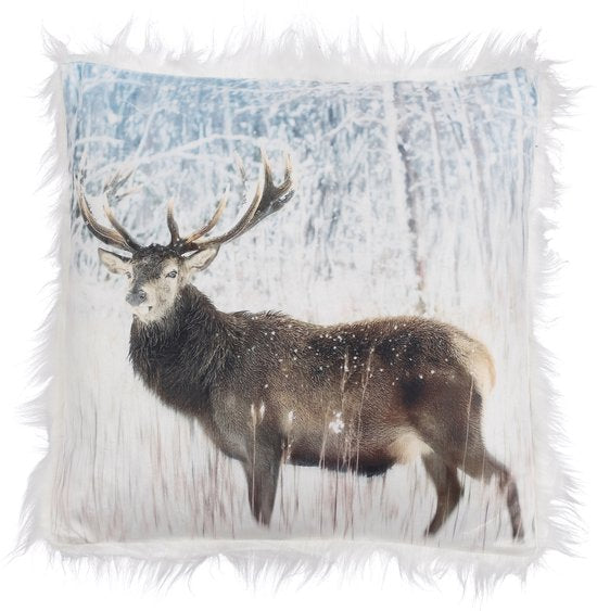 In The Mood Collection Deko-Kissen Deer - L45 x B45 cm - Polyester - Weiß