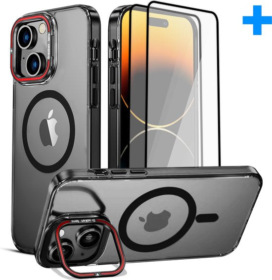 Tasche passend für iPhone 14 Plus Case - Mit 2 Displayschutzfolien - MagSafe Case - Mit Ständer