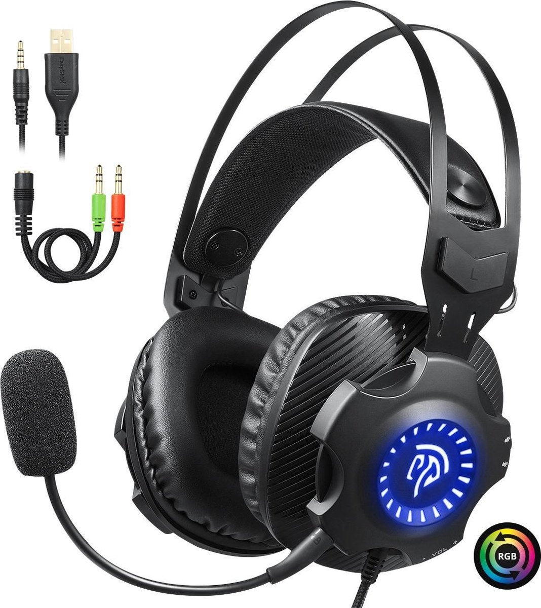 EasySMX VIP-003S Over-Ear Stereo Gaming-Headset mit Mikrofon und RGB-LED-Beleuchtung