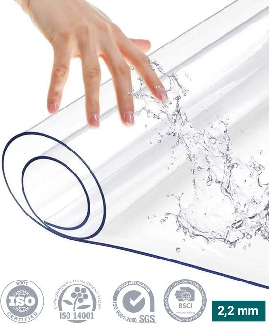 HOMEWELL Tischschutz Transparent Glas Klar 90x50cm - Transparente Tischdecke - Tischtuch - Rutschfest und hitzebeständig - 2