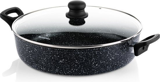 Westinghouse Kasserolle - Ø 32 cm - Induktion - PFOA-frei - Inklusive Deckel - Schwarzer Marmor