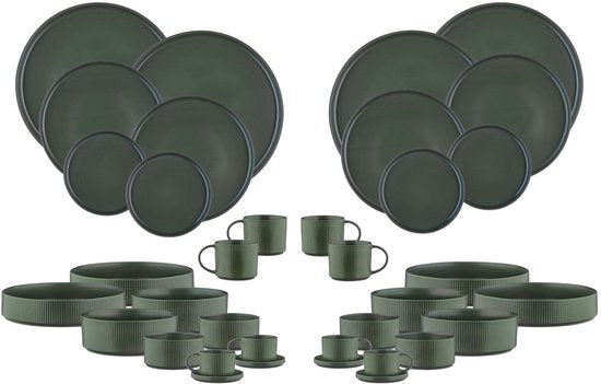 SCANDI Komplettes Essgeschirr - 36 Teile - Olive