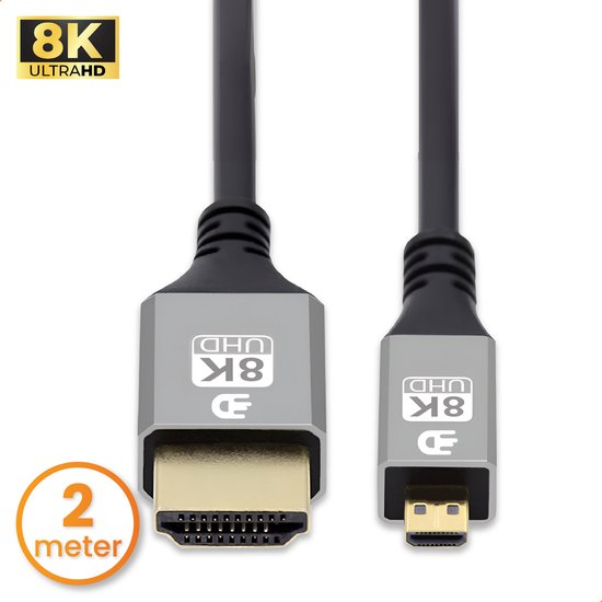 Drivv. Premium Micro HDMI zu HDMI Kabel 2.1 - 8K 60Hz / 4K 120Hz Ultra HD - Geeignet für Kamera