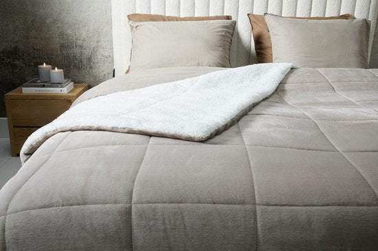 SleepMed Luxus-Sherpa-Decke - 2-seitig - Taupe - 140x200cm
