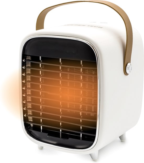 Vulpes Goods® Tech - Elektroherd Plus - Elektroheizung für den Innenbereich - Heizlüfter - 3 Stufen - 1100W - LED-Anzeige - Weiß - inkl. Reinigungstuch