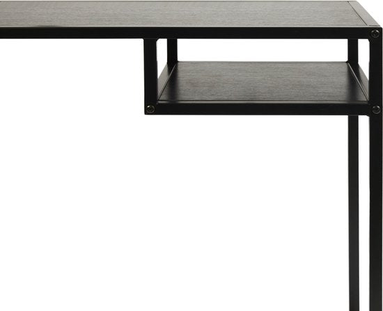 Lifa Living - Industrie-Schreibtisch - Schwarz - Metall - MDF - mit Sockel - Schlichtes Design - 100 x 36 x 76 cm
