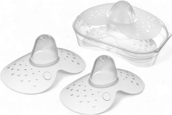 Qwali Bio Stillhütchen - Größe S - BPA-frei - Brustwarzenschutz - Transparent - Inkl. Aufbewahrungsbehälter - 2 Stück