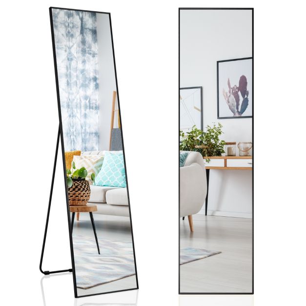 Küstenspiegel - bruchsicheres Glas - verstellbar - 160 x 40 x 2 cm - Schwarz