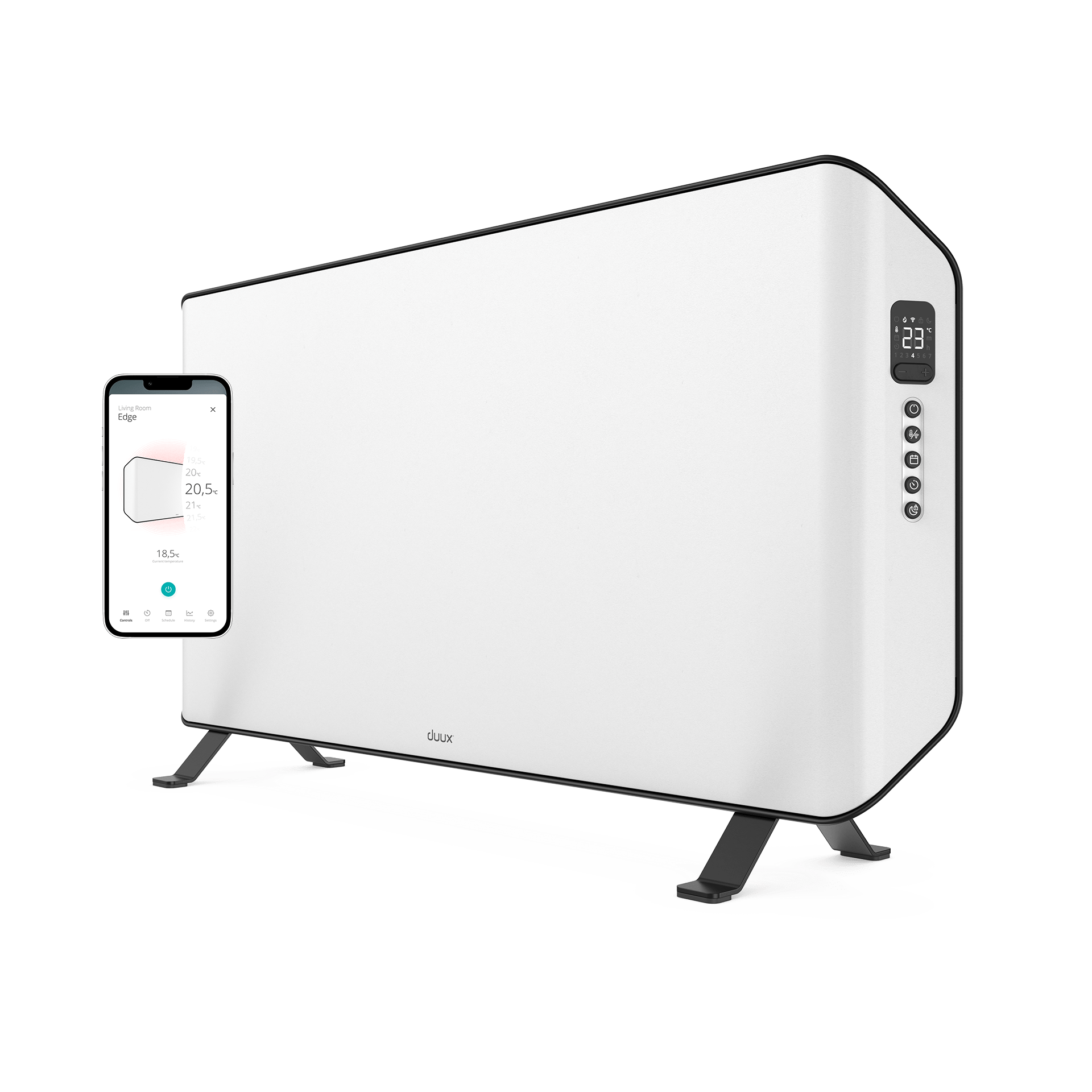Duux Edge 2000 Smart Konvektor Heizung - Mit Timer & Eco-Modus - 2000 W - Weiß