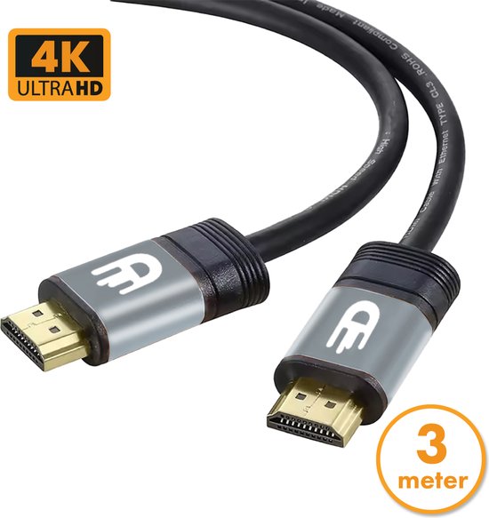 Drivv. Premium HDMI Kabel 2.0 - Ultra HD 4K 60Hz - HDMI zu HDMI - Geeignet für Xbox Serie X & PS5 - 3 Meter - PVC - Grau