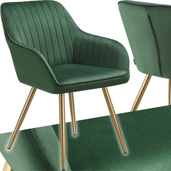 tectake® Velvet Chair - Esszimmerstuhl mit gestepptem Samtstoff
