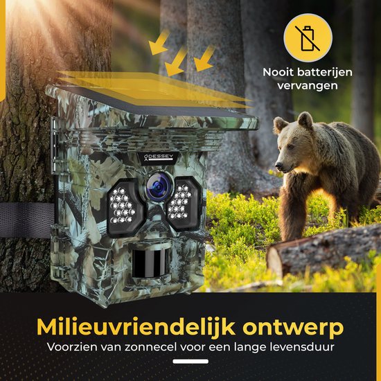 ODESSEY WildCamera mit Solarpanel - 4K - 48MP - 64GB SD - mit Nachtsicht - für draußen - Infrarot