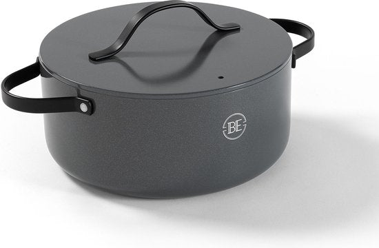 BE Living Essential Kasserolle mit Deckel - Ø 24 cm - Kochtopf - Keramik - PFAS-frei - Induktion - Grau