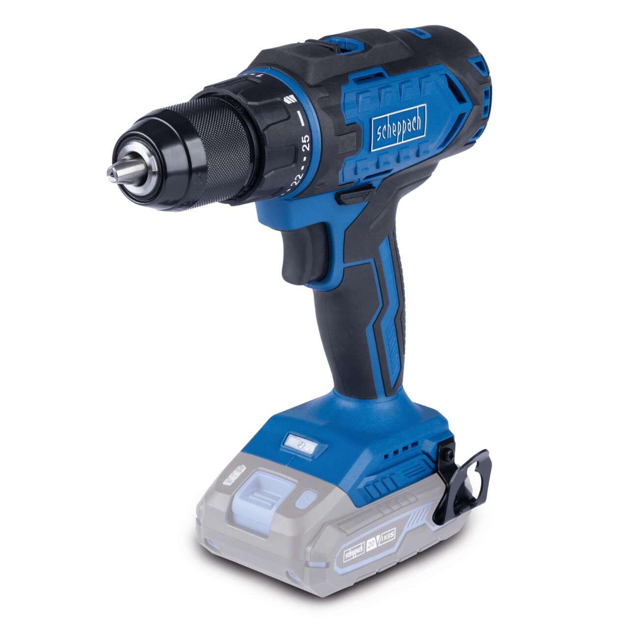 Akku-Bohrschrauber C-DD45-X Scheppach | Drehmoment 45Nm | Drehmomentstufen 25+1 | LED & Gürtelclip | inkl. 4Ah Akku + 2