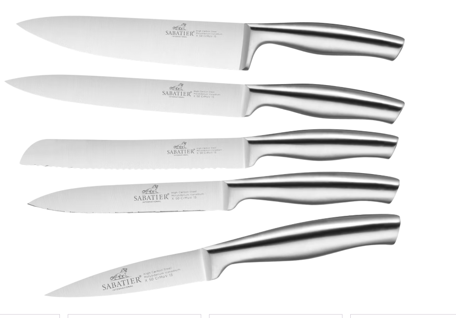 Lion Sabatier Orys Collection Messerset - 5-teilig - rostfreier Stahl Schwarzer Griff - Messer von 12 bis 20 cm