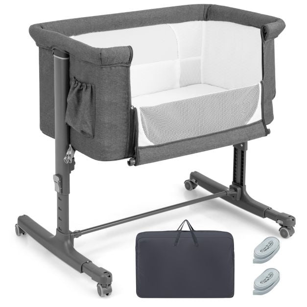 Coast 3-in-1 Babywiege mit 5 Höhenverstellungen - 86 x 63 x 67/70/74/77/81 cm - grau