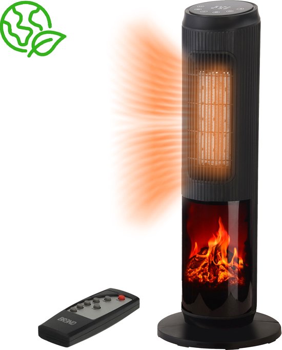 BREND BR-2222 Elektroherd mit Umluftheizung und Thermostat 18-45 °C - Keramischer Heizlüfter - Heizung mit Schwenkfunktion - Timer - Schwarz