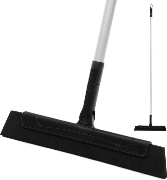 CLEANLY Bodenwischer mit Griff 130 cm - Bodenwischer Bad und Wischer Dusche - Duschwischer - Wasserabstreifer - Breite 34 cm - Schwarz