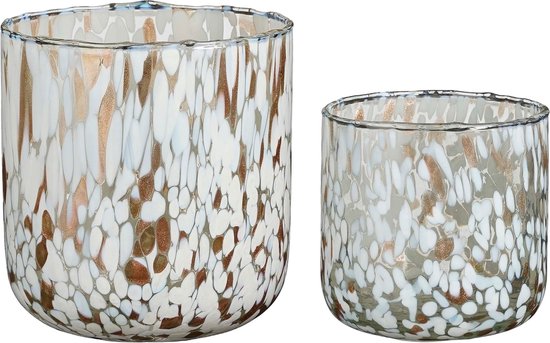 House of Seasons Teelichthalter - 2er-Set - H15 x Ø14 cm - Weiß