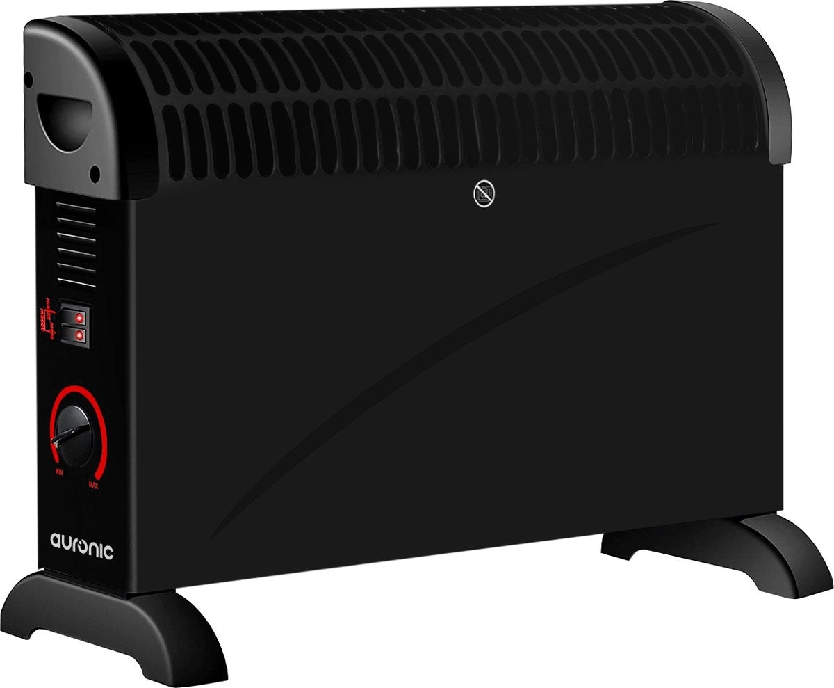 Auronic Elektrokonvektor - 750/1250/2000 Watt - Einstellbarer Thermostat - Schwarz