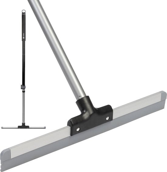 CLEANLY Bodenwischer mit Griff Teleskop 113-142 cm - Badezimmer-Bodenwischer mit Gummiwischer - Wasserwischer - Duschwischer - Breite 43