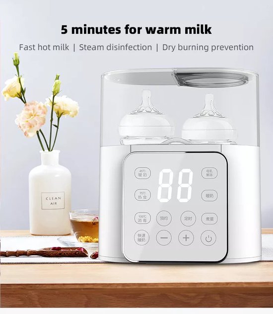 Doppelter Flaschenwärmer - Multifunktional - Milchwärmer - Sterilisator - Präzise Temperaturregelung - Flaschenwärmer