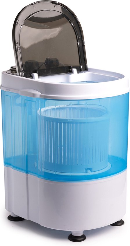 Nexxt Mini-Waschmaschine mit Zentrifuge und Toplader - Bis zu 3 kg Wäsche - Schnellprogramm: 15 Minuten - Energieeffizient - Praktisch fürs Camping - Weiß/Blau