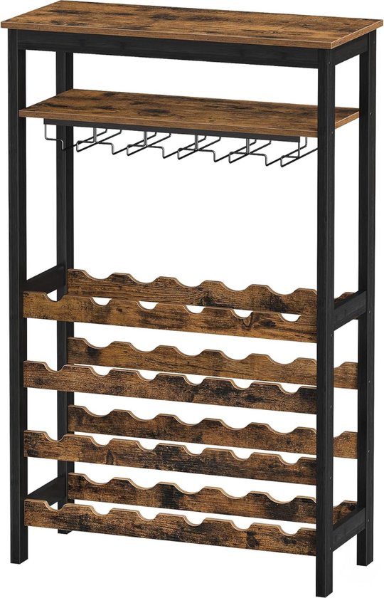Niceey Weinregal - Weinschrank - Barschrank - Für 24 Flaschen und 15 Gläser - Flaschenregal - Weinregal Metall
