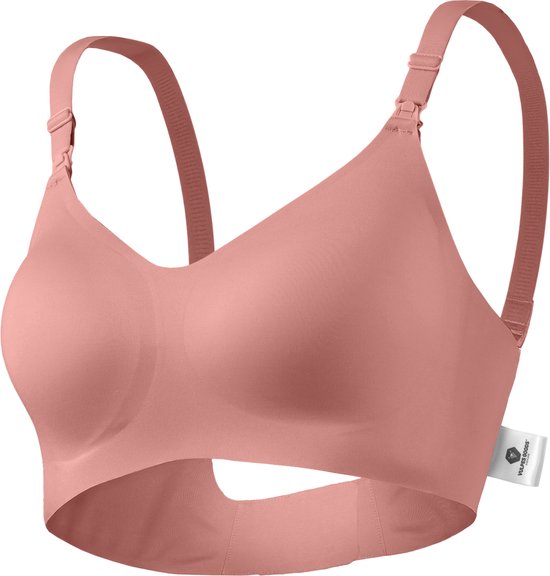 Vulpes Goods® BabyCare - Still-BH ohne Bügel - Umstands-BH - Nahtloser Still-BH - Schlaf-BH - verstellbare Träger - ultraweiches Material - herausnehmbare Polsterung - vorne mit Klappe - praktisch beim Stillen - Pink - XL