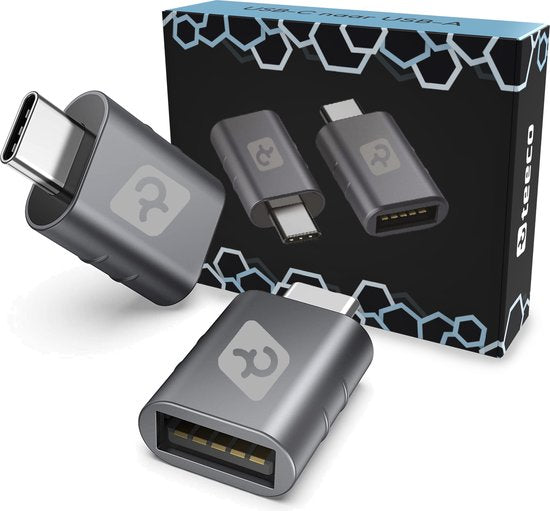 Teeco USB C zu USB A Adapter - 2 Stück - Hub für Macbook - 10Gbps - Space Grau