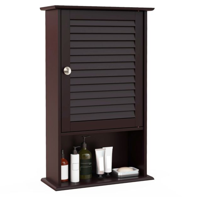Badezimmermöbel für die Wandmontage 3 Ablageflächen Praktisch MDF Struktur Einfach zu kombinieren Stil 42 x 17 x 70 cm (Braun)