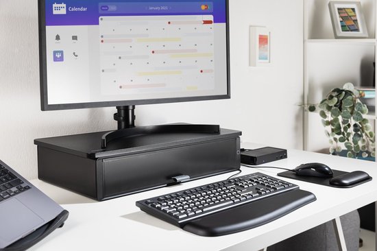 Kensington UVStand™ Monitorständer mit UVC-Sterilisationsfach/Aufbewahrungsschublade - Schwarz