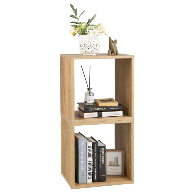 2er Set Aufbewahrungsregale 2 Aufbewahrungswürfel Kombiniertes Gitterregal Stapelbares Bücherregal Aufbewahrungsregal für Schallplatten 38 x 33 x 77 cm