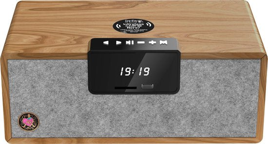 AVLOVE AVLS - Hifi System Medium - Radio/Bluetooth/USB/SD Card/Aux - NUR Lautsprecher - Kabelloses Aufladen - Bambus/Schwarz/Grau