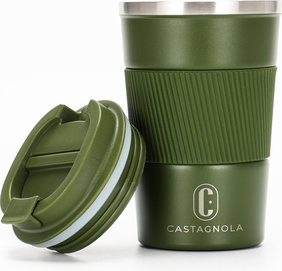 Castagnola Thermosbecher - Kaffeebecher To Go - Reisebecher für Kaffee und Tee - Teebecher - 380 ML - Edelstahl - Grün