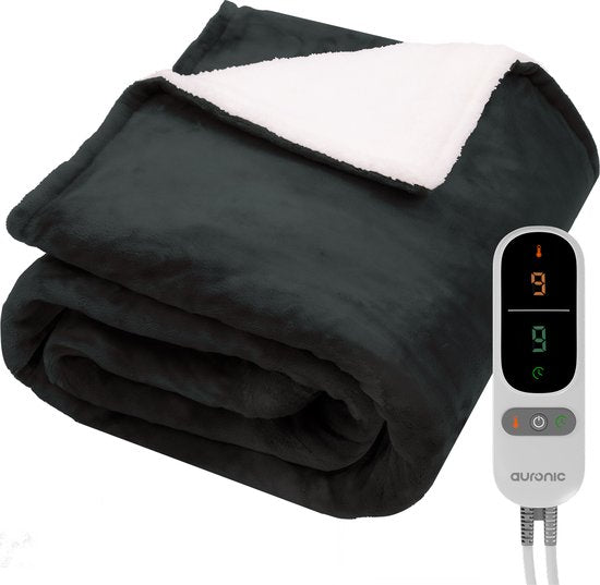 Auronic Electric Blanket - Wärmedecke - Sherpa Fleece - 9 Wärme- und Timer-Einstellungen - Decke - 200x180 - 2 Personen - Anthrazit