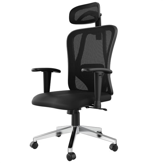 Avalo Ergonomischer Bürostuhl mit Kopfstütze - NEN1335 - Bürostühle für Erwachsene - Bürostuhl - Inkl. 2 Satz kratzfester Räder für harte / weiche Böden