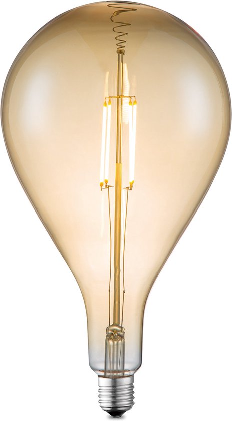 Home Sweet Home - Edison Vintage E27 LED filament light source Carbon - Amber - 16/16/29cm - G160 Oval - Retro LED bulb - Dimmbar - 4W 400lm 2700K - warmweißes Licht - geeignet für E27 Sockel