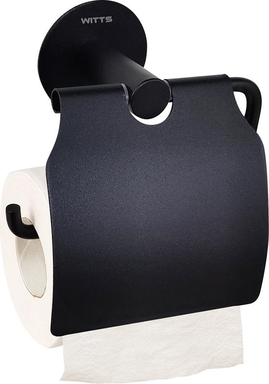 WITTS Toilettenpapierhalter - Selbstklebend / Kein Bohren - Toilettenpapierhalter - Schwarz