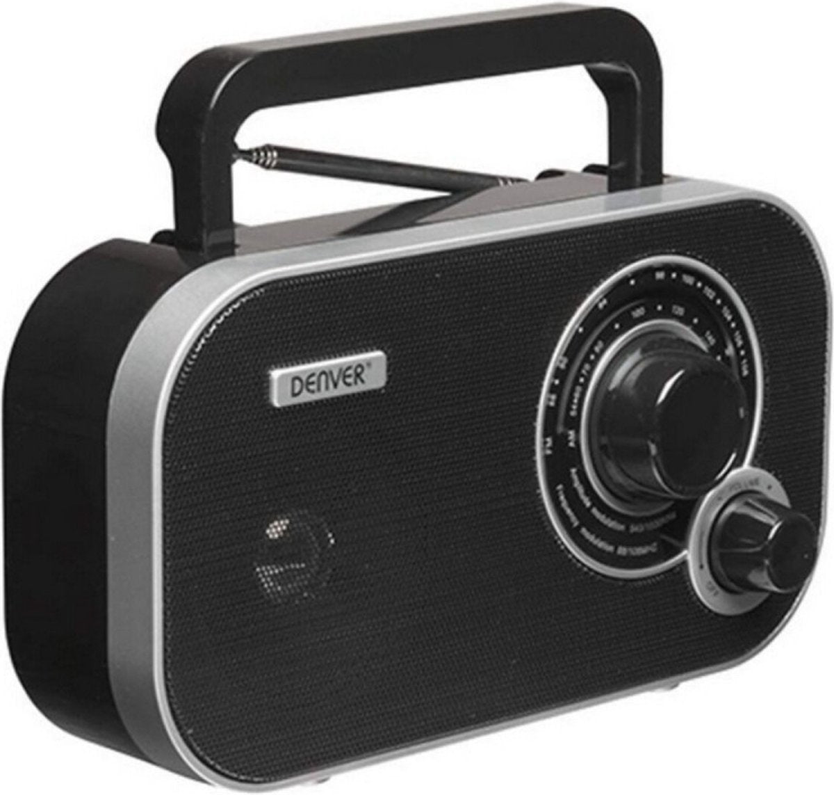 Denver - FM Radio - Retro - Funktioniert mit Batterie oder Netzstrom - Küchenradio - Tragbares Radio - TR51 - Schwarz