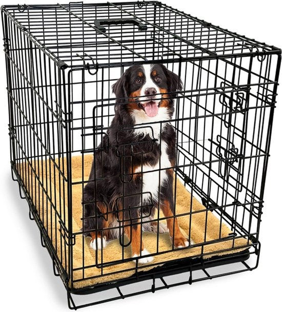 Gopets Hundebank faltbar XL - Bank - Für Hunde - Inkl. Hundekissen - 2 Türen - 107 x 71 x 76 cm