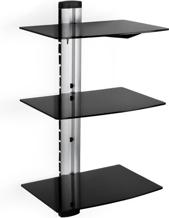 tectake - Wandhalterung - Wandhalterung für z.B. DVD-Player - 3 Glasplatten - 400349