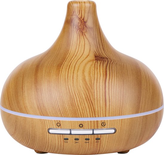 Grundig Aroma Diffuser Luftbefeuchter 300ml- Elektrischer Duftzerstäuber mit LED-Beleuchtung und Timer - Aromatherapie mit ätherischen Ölen - Kabelloser Duftzerstäuber - Bambus