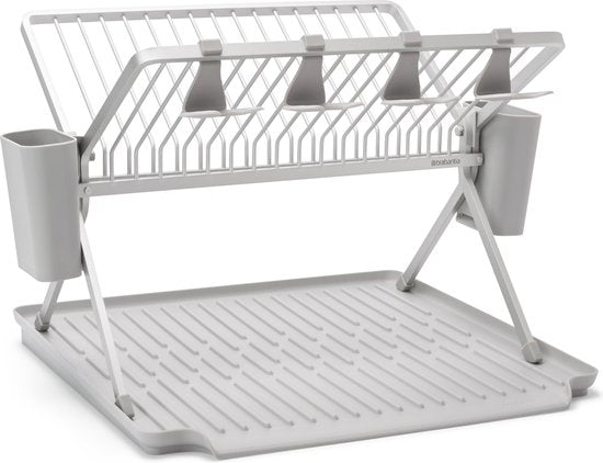 Brabantia SinkSide Abtropfgitter - klappbar - mit Besteckhalter - Mittelgrau