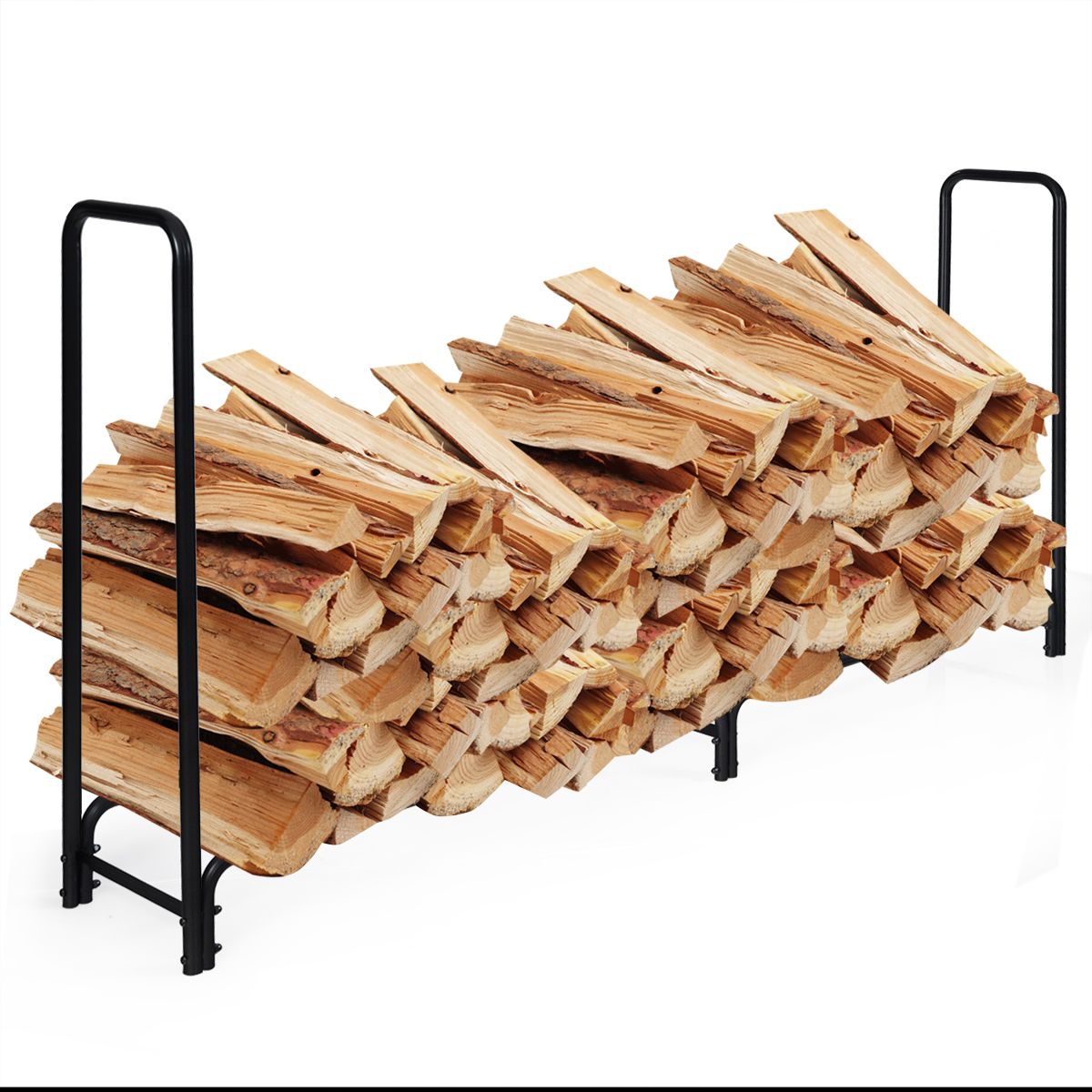 Coast Kaminholzregal mit Griffen und Sockel - Metall - 500 kg Tragfähigkeit - 250 x 36 x 122