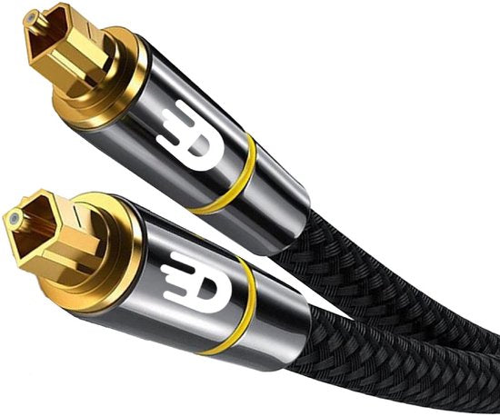 Drivv. Premium Toslink Optisches Kabel Nylon - Optisches Audiokabel - Stecker auf Stecker - 3 Meter - Schwarz