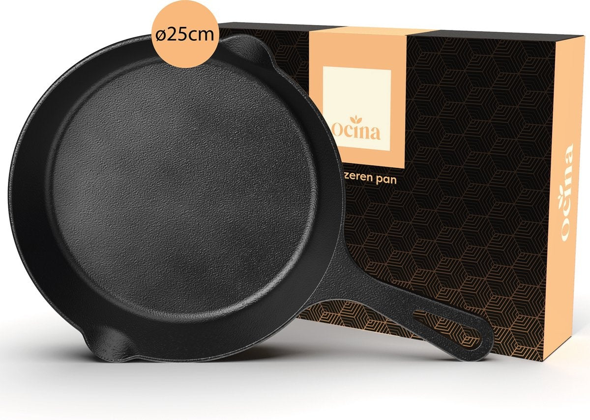Ocina Gusseisenpfanne - Ã˜25cm - Pfanne - Bratpfanne - Induktionsbratpfanne - Bratpfannenset - Gusseisenpfanne bbq - Gusseisen