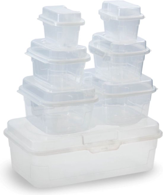 alpina Vorratsdosen-Set - mit Deckel und Clip-Verschluss - 7-teilig - 420 bis 4600 ML - Transparent